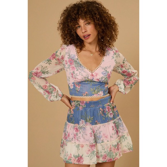 Altar'd State Tara Patchwork Set Size XS Top & Skirt Set - Picture 3 of 8